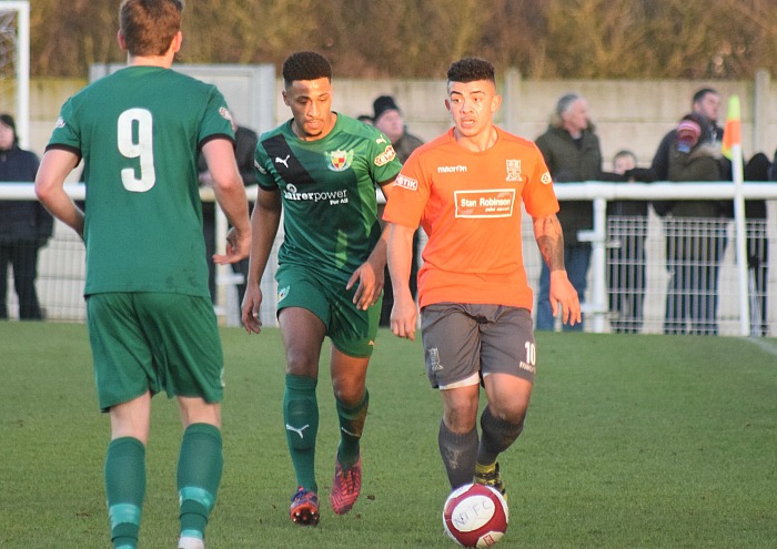 Josh Gordon playing for Stafford Rangers against former club Nantwich Town FC at Weaver Stadium on Monday 2-1-17