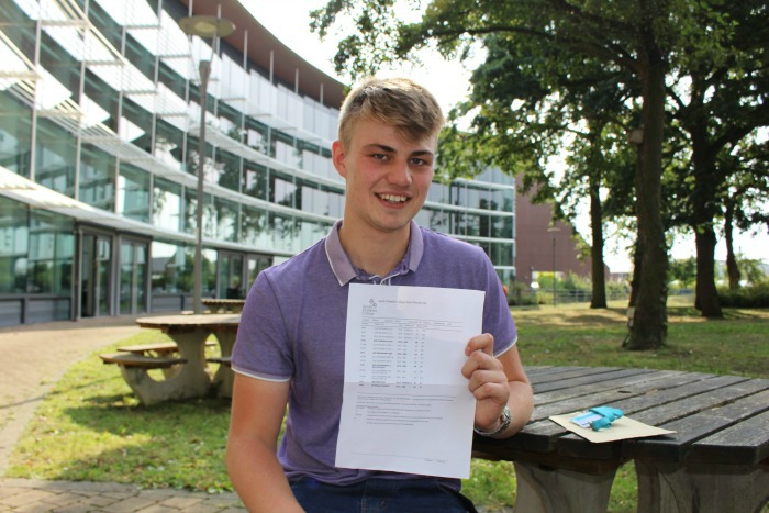 Josh Markert South Cheshire College student collects A level results