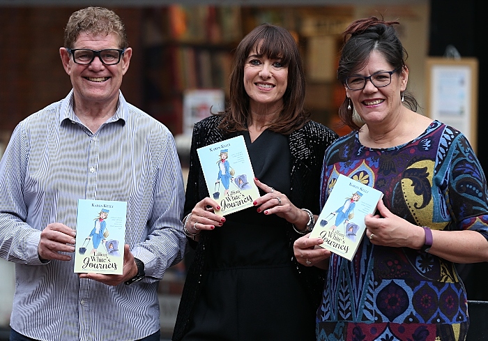 author Karen Kelly (centre) with Steve Lawson and Denise Lawson from the Nantwich Bookshop & Coffee Lounge (1)