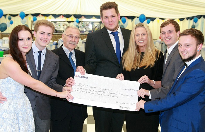 Katie Gibson, Dan Lee, Bob Dykes, Josh Bufton, Hayley Gough, Tom Allen, Rob Sparkes, Reaseheath RAG cheque handover