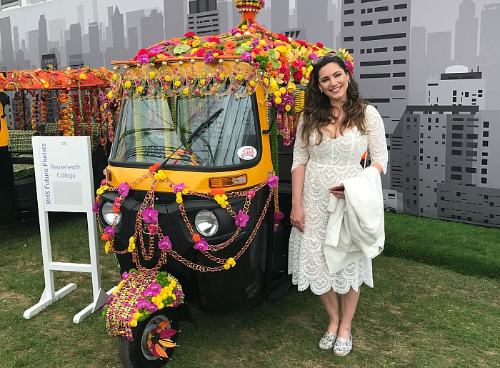 Floristry students - Kelly Brook with Reaseheath College's tuk-tuk Credit TukTuk UK