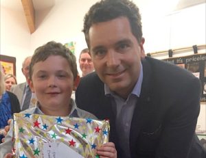 Key Stage 2 Handwriting Competition Runner Up Sam Bennett with Edward Timpson MP