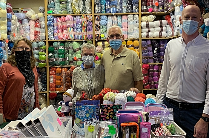 market trader retires - Kieran with Mary Faulkner her husband and new stall holder Tina Cartwright