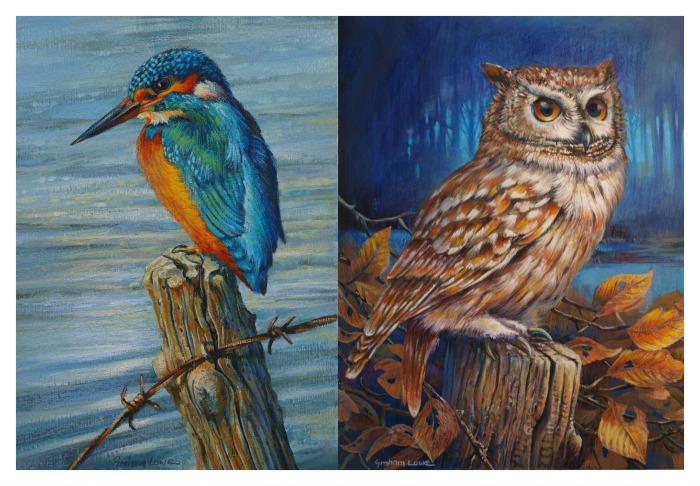 Graham Lowe painting, Kingfisher and Watching
