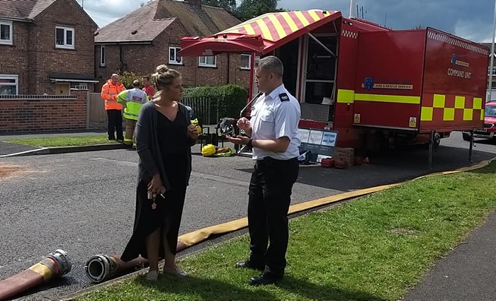 Laura Smith at Beechmere fire scene