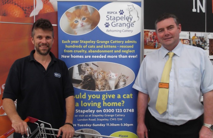 Lee Stewart of RSPCA and Sainsbury's manager