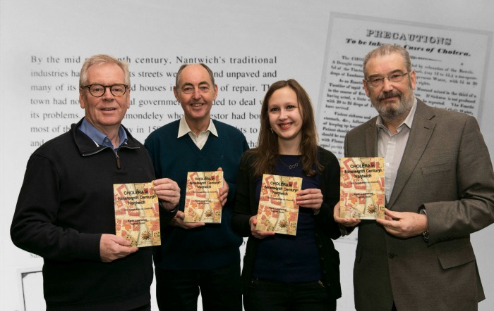 Left to right Nick Dyer, Graham Dodd, Denise Courcoux and Keith Lawrence, local history book, Photo Paul Topham