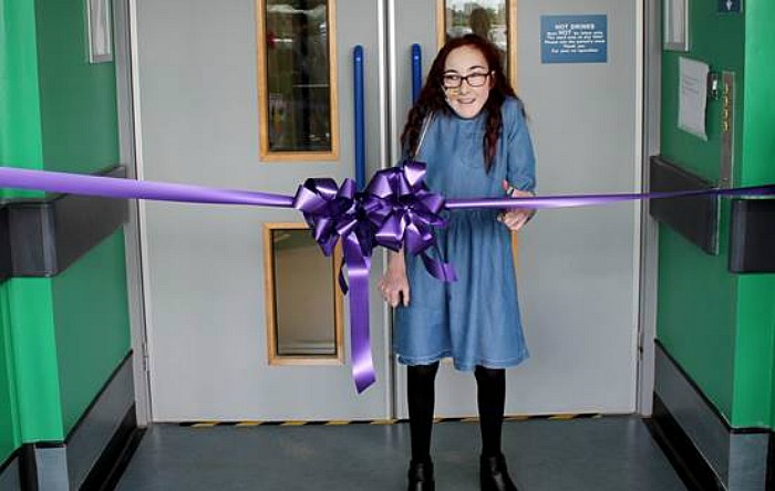 Long-term patient Caitlin Shaw officially opens the refurbished children’s ward at Leighton Hospital