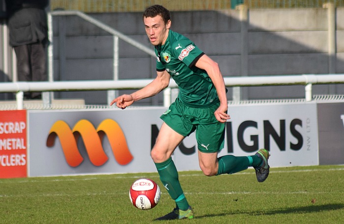 Man of the match Joel Stair on the ball v Corby - Lancaster