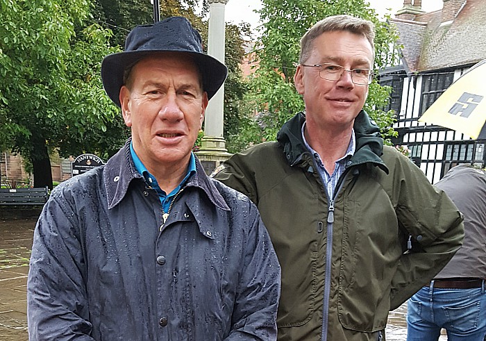 Michael Portillo and Bill Pearson in the square - great british railway journeys