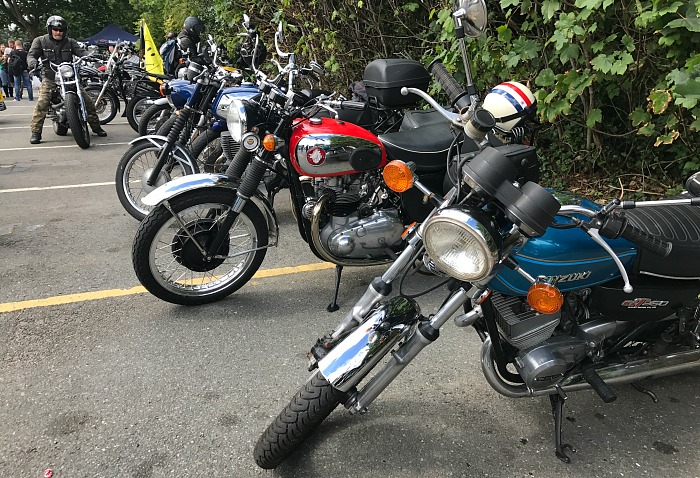 Motorcycles on display after the parade