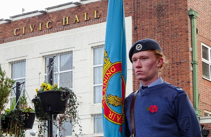 Remembrance Nantwich - Air Training Corps Cadet outside Nantwich Civic Hall prior to the parade (1)