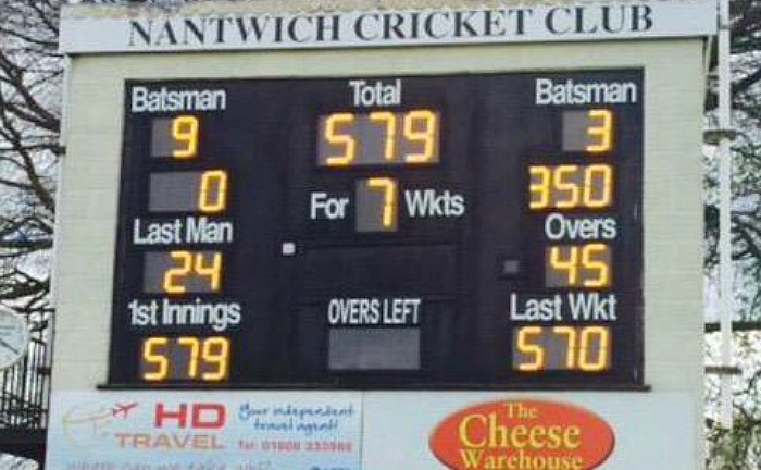 Nantwich CC cricket board Liam Livingstone