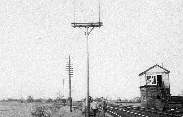 Nantwich Market Drayton Junction signal box during demolition. Spring 1969.