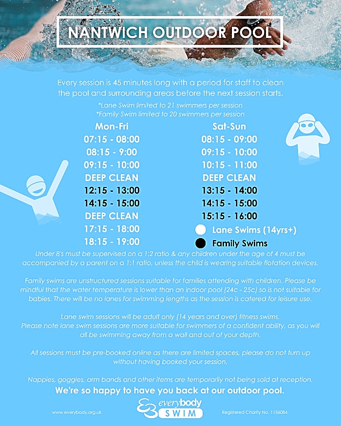 Nantwich Outdoor Pool timetable