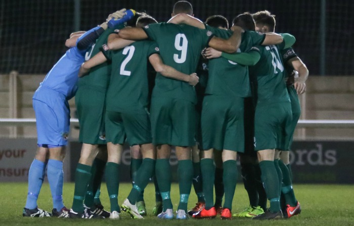 season awards night Nantwich Town 1 Stourbridge 0 team hug before kick off