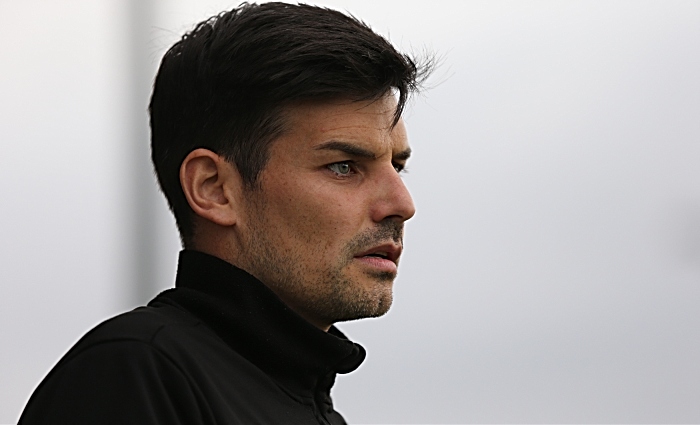 Nantwich Town Assistant Manager Danny Griggs studies the action (1)