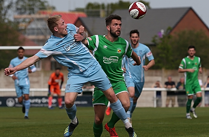 Nantwich Town eye the ball in the first-half (1)