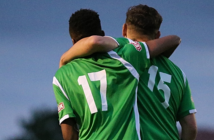 Nantwich Town goal - David Neligwa celebrates with Jordan Davies (1)