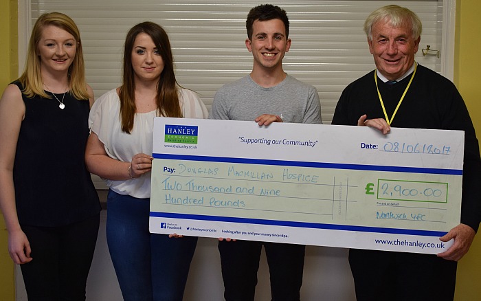 Nantwich Young Farmers present a cheque to Dennis Vickers from the Douglas Macmillan Hospice