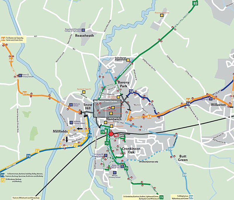 Nantwich bus routes map