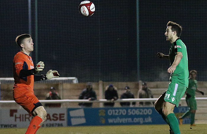 Nathan Cotterell shot was saved by Stalybridge Celtic keeper Jack Walton