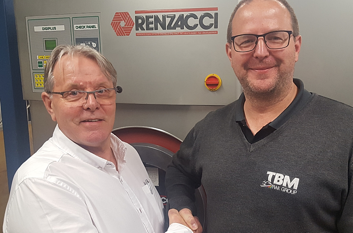 Neil Pointon (left) with director Neil Smith at TBM Rail Crewe depot
