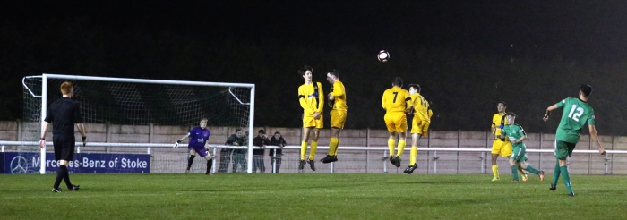 Niall Cope kicks a freekick over the wall towards the Southport goal_Fotor