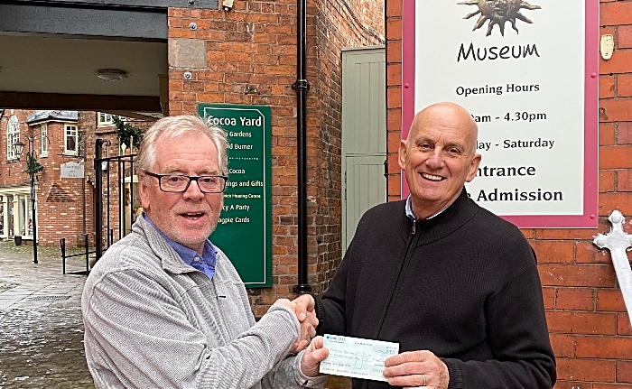 kitchen - Nick Dyer (left) receives the cheque from Jeff Stubbs Chair of Nantwich Civic Society (1)