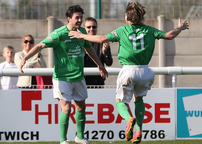 Nicky Platt celebrates opener against Witton Albion