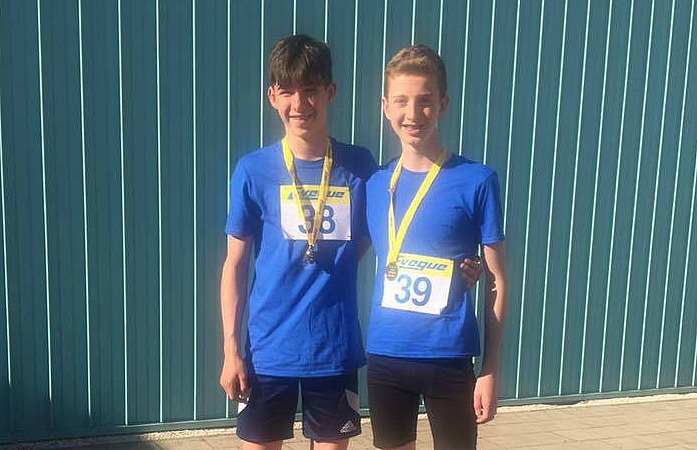 Oliver Atkinson (right) and Ben Verbickas, gold medal winners for Cheshire, sportshall finals