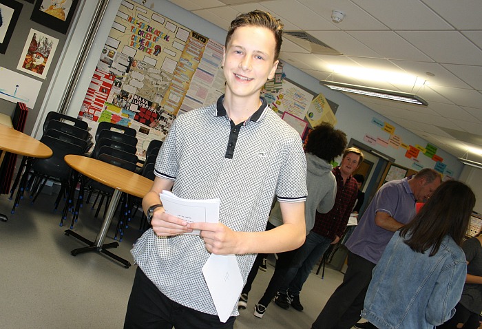 One of the first to open his envelope, Charlie Wilson was delighted to attain top grades in all his subjects
