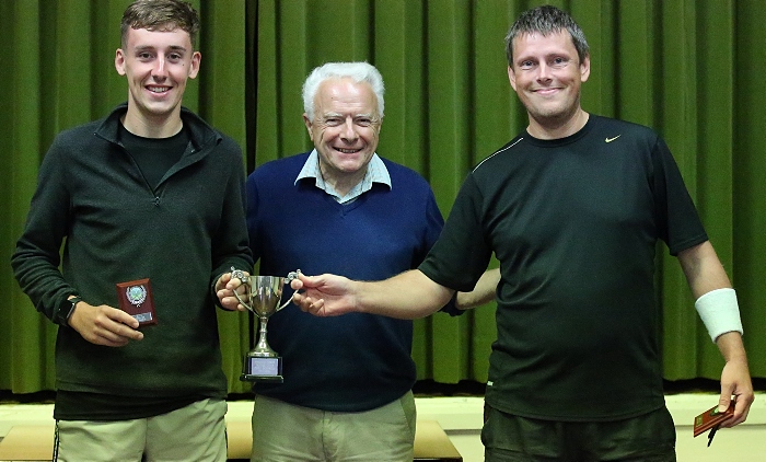 Open Doubles - winners George Raiswell and Andrew Good receive their trophies from WJTC Chairman Bill Heath (1)