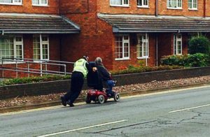 Nantwich officer pushed stranded pensioner’s scooter a mile home