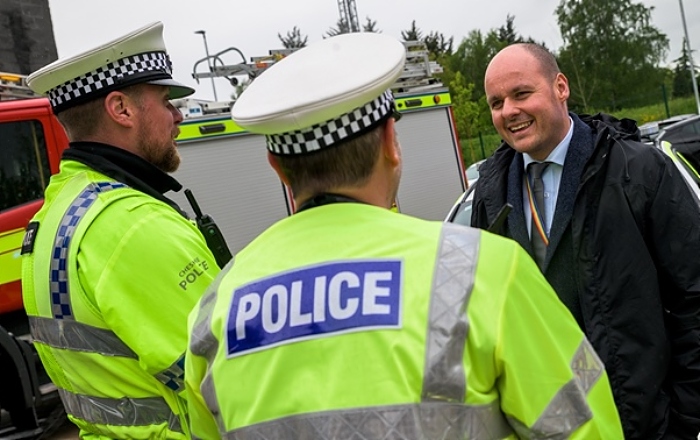 PCC David keane with police officers