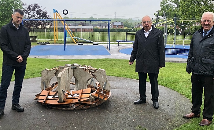 community groups - PCC John Dwyer, Frodsham & Helsby Conservative Leader Adam Wordsworth, and Helsby Parish Council Chairman Terry O’Neill at Helsby Parish Play Area (1)