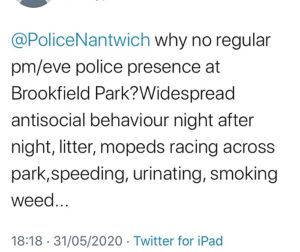 Parks - tweet about Brookfield Park