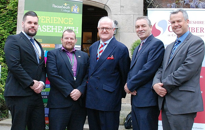 Chamber update - Paul Colman (right) with Reaseheath College's Stephen Morris, Cheshire East Council's Chris Hindle, Alex Thompson and Cllr Peter Groves