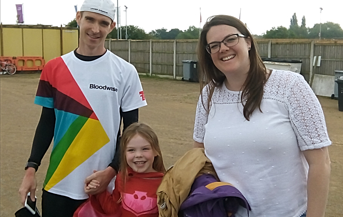 marathons - Paul Dean at the Weaver Stadium in Nantwich with wife Stephanie and daughter Molly