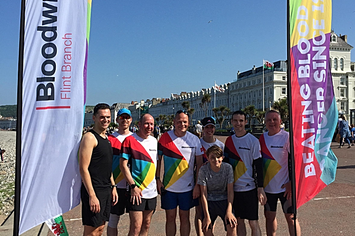 Paul at the finish at Llandudno with supporters