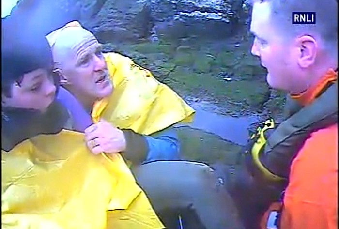 Kiss of life - Paul and Joe Rowlands rescued by RNLI