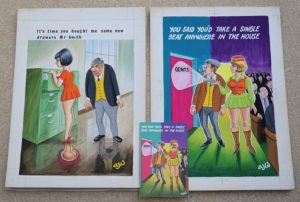 Saucy postcards artwork on sale at Nantwich auction