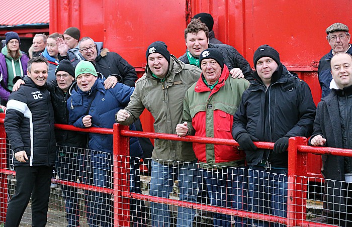 Pre-match - Manager Dave Cooke meets some of the Dabbers fans who had made the long trip to Workington AFC