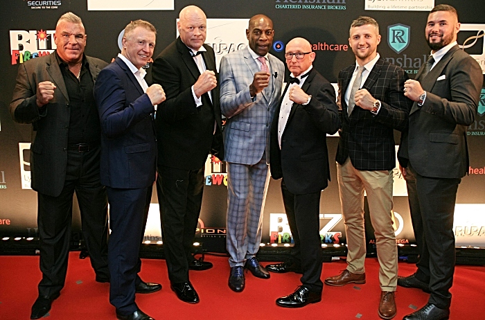 ROAD TO THE RING 1 Lto R Joe Eagan, Steve Collins, Pete Shuff, Frank Bruno, Ken Lawton, Carl Froch and Tony Bellew. Picture Courtesy of Tim Jervis Professional Photography (1)