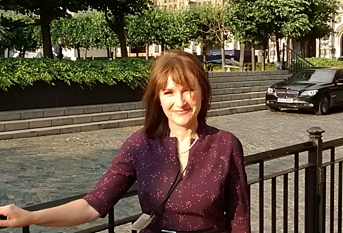 Rachel Giles outside the Houses of Parliament (1)