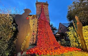 ‘Ribbon of Poppies’ Remembrance Day display in Wistaston