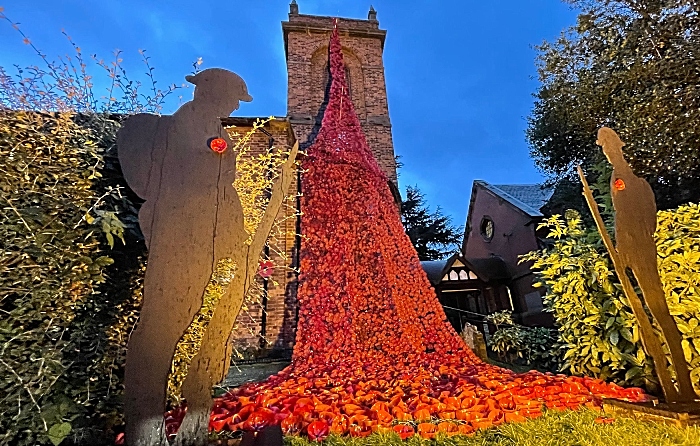 Remembrance Day ‘Ribbon of Poppies’ cascade at St Mary's Wistaston (3) (1)