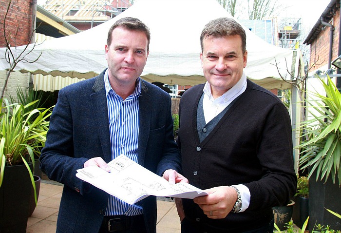 Residence restaurant owner Ben Rafferty (left) looks over plans with Paul Danson of Manchester-based design company Imagineering