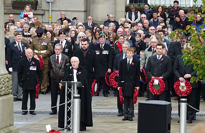 Remembrance - reverend-ken-sambrook-leads-the-service-on-memorial-square
