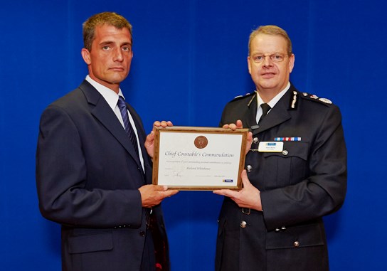 Richard Whitehouse awarded by Chief Constable Simon Byrne